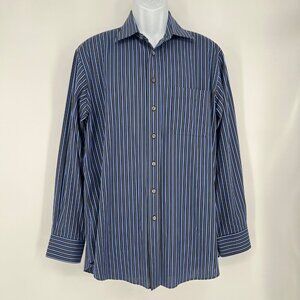 Scott Barber Men's‎ Blue  Striped Long Sleeve Shirt Size L